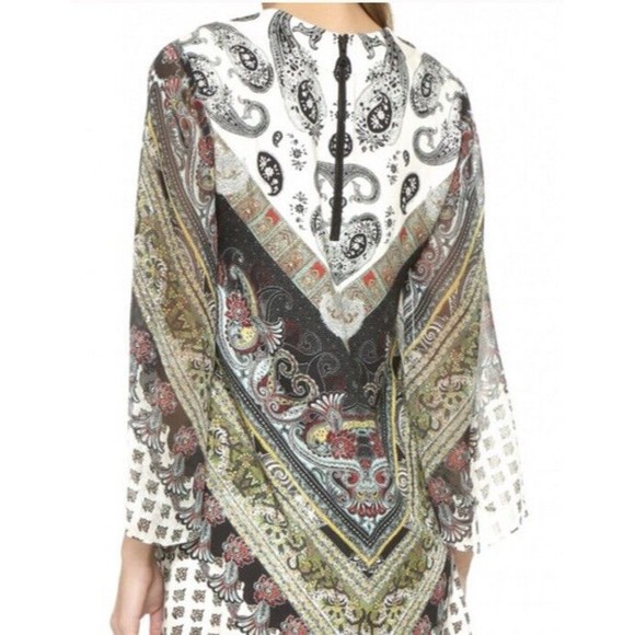 Alice + Olivia Zia Caftan Mini Dress in Multi Size Small Chevron Size SP - Picture 2 of 7